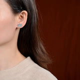 S925 Silver Stud Earrings Artistic Jade Hare Rabbit Women's Jewelry