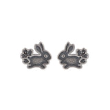 S925 Silver Stud Earrings Artistic Jade Hare Rabbit Women's Jewelry