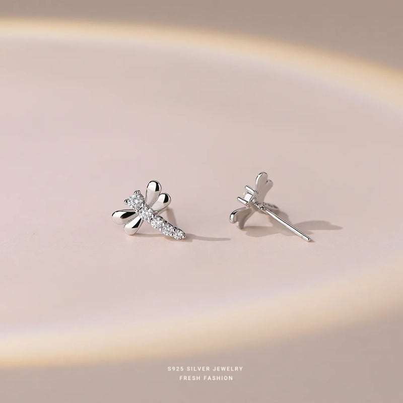 S925 Sterling Silver Dragonfly Earrings Mini Jewelry