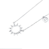 S925 Sterling Silver Sun Smiley Face Necklace for Female
