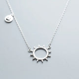 S925 Sterling Silver Sun Smiley Face Necklace for Female