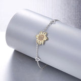 S925 Sterling Silver Sunflower Bracelet Two-Color Boutique Jewelry
