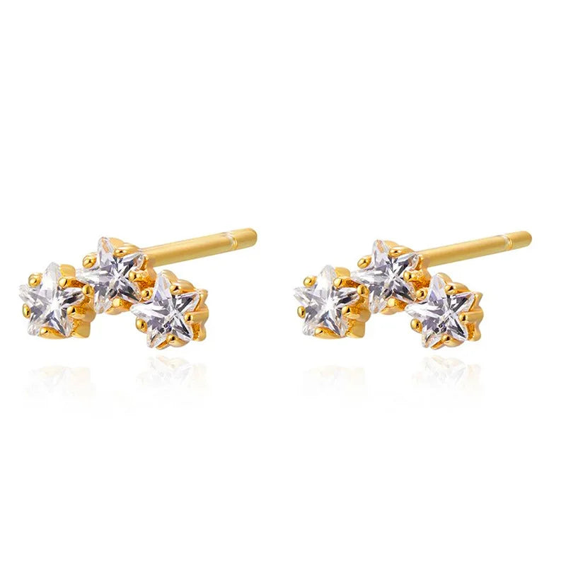 S925 Sterling Silver CZ Star Earrings for Women