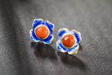 S925 Vintage Thai Leaf Flower Earrings