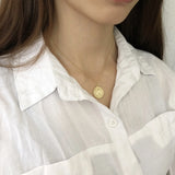 S925 Vintage Elizabeth Pendant Round Coin for Woman
