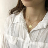 S925 Vintage Elizabeth Pendant Round Coin for Woman