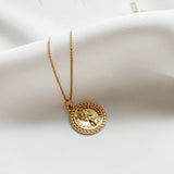 S925 Vintage Elizabeth Pendant Round Coin for Woman