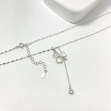 S925 Sterling Silver Clover Necklace with Zircon and Mother-of-Pearl