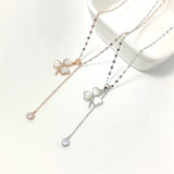 S925 Sterling Silver Clover Necklace with Zircon and Mother-of-Pearl