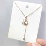 S925 Sterling Silver Clover Necklace with Zircon and Mother-of-Pearl
