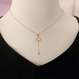 S925 Sterling Silver Clover Necklace with Zircon and Mother-of-Pearl