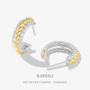 S925 Fungus Nail Texture Twist Separation Craft Earrings
