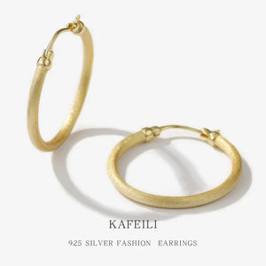 S925 Matte Texture Fungus Nail Circle Earrings Silver Jewelry