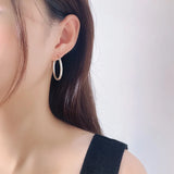 S925 Matte Texture Fungus Nail Circle Earrings Silver Jewelry