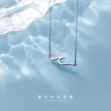 S925 Wave Pattern Collar Chain Water Element Necklace