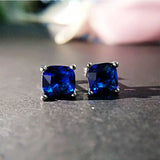 Sterling Silver Sapphire Star Sky Diamond Earrings