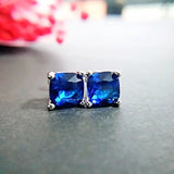 Sterling Silver Sapphire Star Sky Diamond Earrings