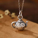 S990 Sterling Silver Daisy Teapot Pendant Retro Small Delicate Female Pendant