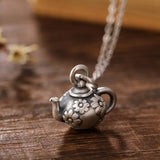 S990 Sterling Silver Daisy Teapot Pendant Retro Small Delicate Female Pendant