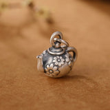 S990 Sterling Silver Daisy Teapot Pendant Retro Small Delicate Female Pendant