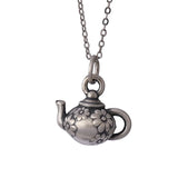 S990 Sterling Silver Daisy Teapot Pendant Retro Small Delicate Female Pendant