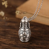 S990 Sterling Silver Retro Plum Blossom Vase Pendant