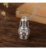 S990 Sterling Silver Retro Plum Blossom Vase Pendant