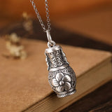 S990 Sterling Silver Retro Plum Blossom Vase Pendant