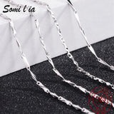 S990 Sterling Silver Chain Short Choker Necklace Women Colar Initial Necklace