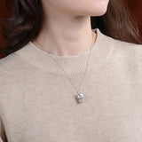 S990 Sterling Silver Pendant Vintage Matte Bear Lady Sweater Chain Pendant
