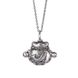 S990 Retro Matte Carp Blessing Bag Purse Ladies Sterling Silver Pendant