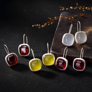 S990 Silver Vintage Chalcedony Earrings