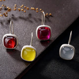 S990 Silver Vintage Chalcedony Earrings