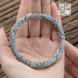 Yunnan Snow Silver Double Dragon Retro Silver Bracelet