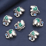 S999 Pure Silver Enamle Elephant Pendants for Women Ethnic Jewelry Making