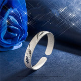 Silver Feather Bangle Retro Jewelry Couples