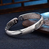 Silver Feather Bangle Retro Jewelry Couples