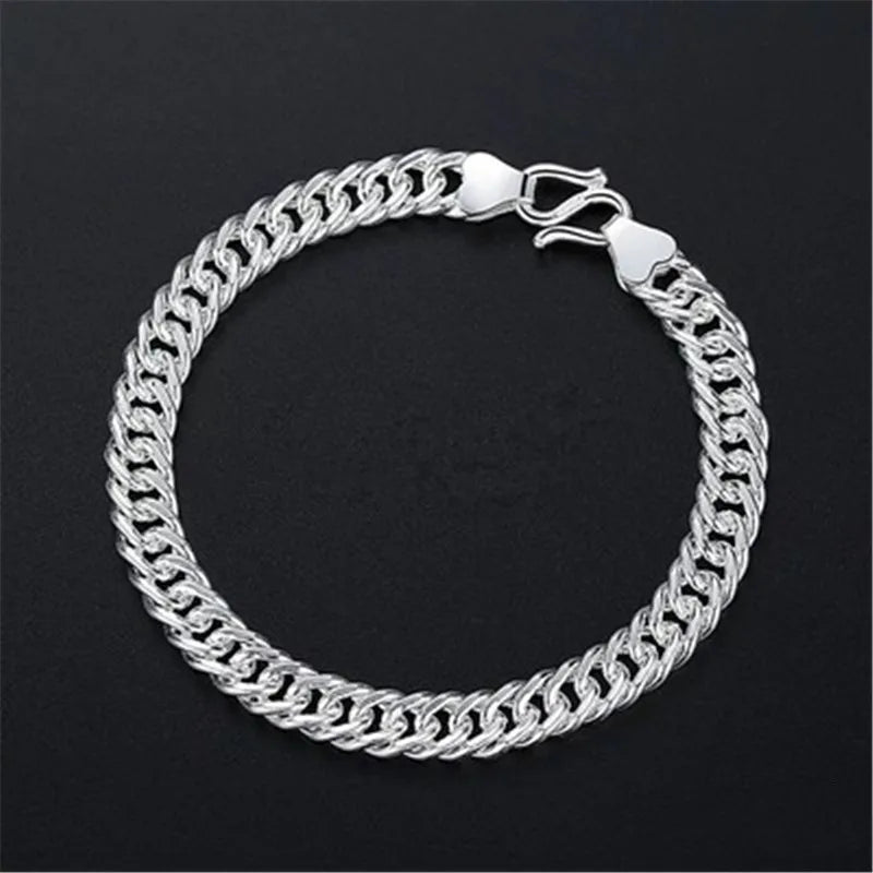 S999 Silver Frosted Faucet Charm Bracelet