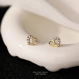 S999 Asymmetric Zircon Heart Stud Earrings for Women