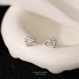 S999 Asymmetric Zircon Heart Stud Earrings for Women