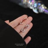 S999 Asymmetric Zircon Heart Stud Earrings for Women