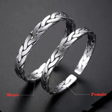 S999 Sterling Silver Bangle Handwoven Twist Bracelet for Couples