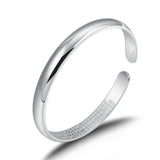 S999 Sterling Silver Bangle for Women, Ethnic Frosted Face Opening Adjustment
