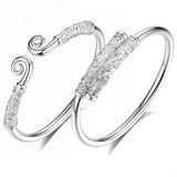 S999 Silver Couple Bracelet with Tight Band Mantra and Cudgel