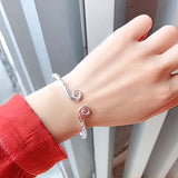 S999 Silver Couple Bracelet with Tight Band Mantra and Cudgel