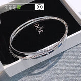 S999 Sterling Silver Bracelet for Women, Double Ring Clover Jewelry Gift