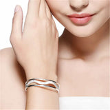 S999 Silver Charm Bracelet Waltz Water Wave Pattern Leisure Opening Bracelet