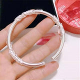 S999 Silver Charm Bracelet Waltz Water Wave Pattern Leisure Opening Bracelet