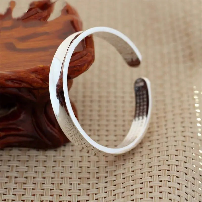 S999 Silver Bangle, Punk Style Open Ladies Bracelet