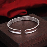 S999 Silver Bangle, Punk Style Open Ladies Bracelet